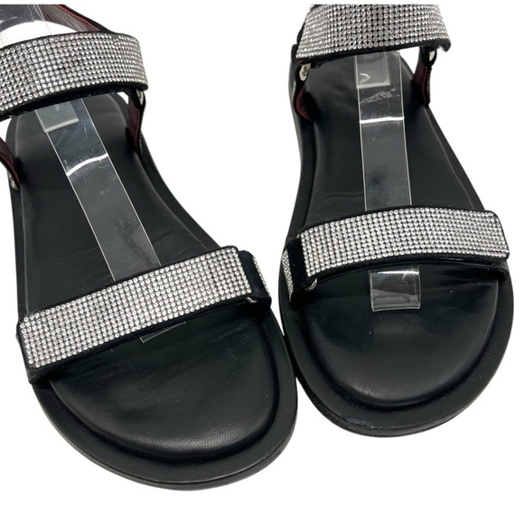 Staud Betty Rhinestone Black Leather Sporty Outdoor Sandals Womens 40 - Picture 6 of 14